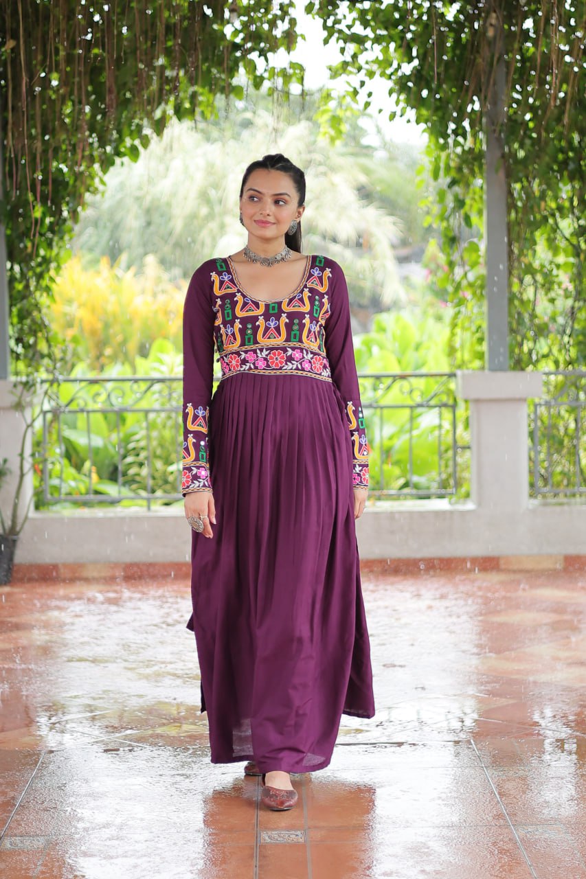 Navratri wear wine color kurtis