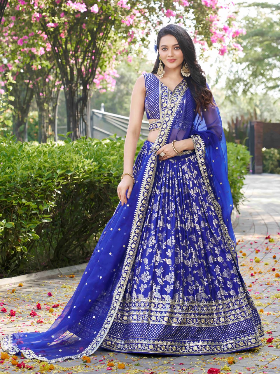 Blue color dola silk jacquard chaniya choli
