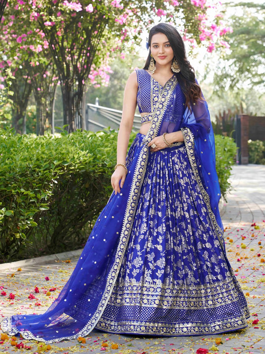 Blue color dola silk jacquard chaniya choli