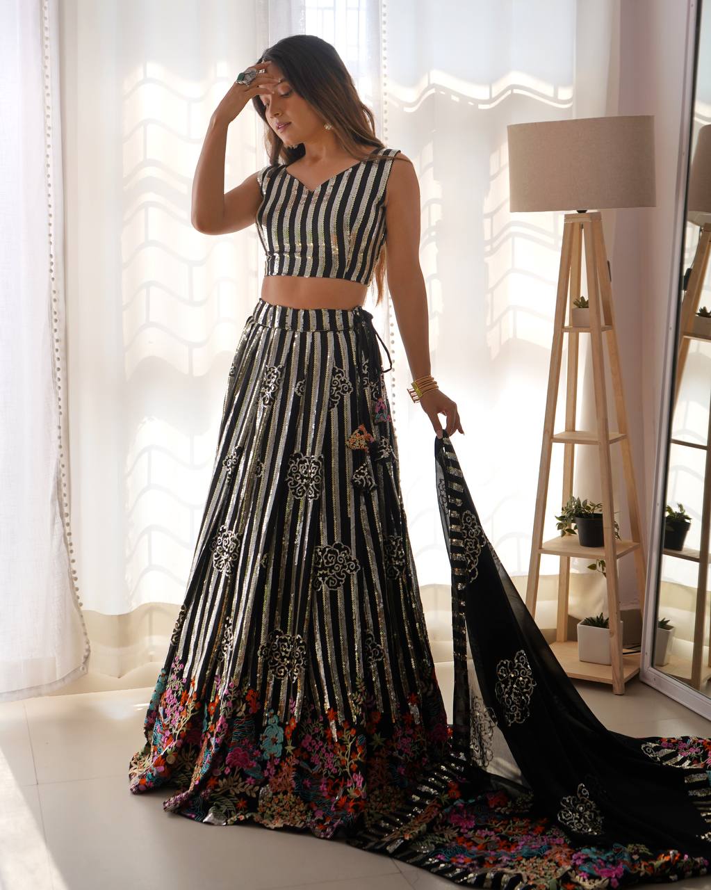 Party wear georgette black color chaniya choli