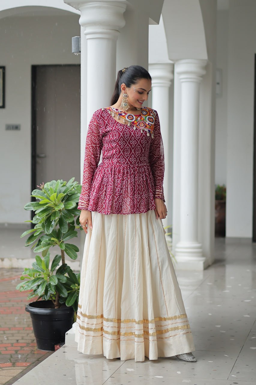 White color kora cotton lehenga for women