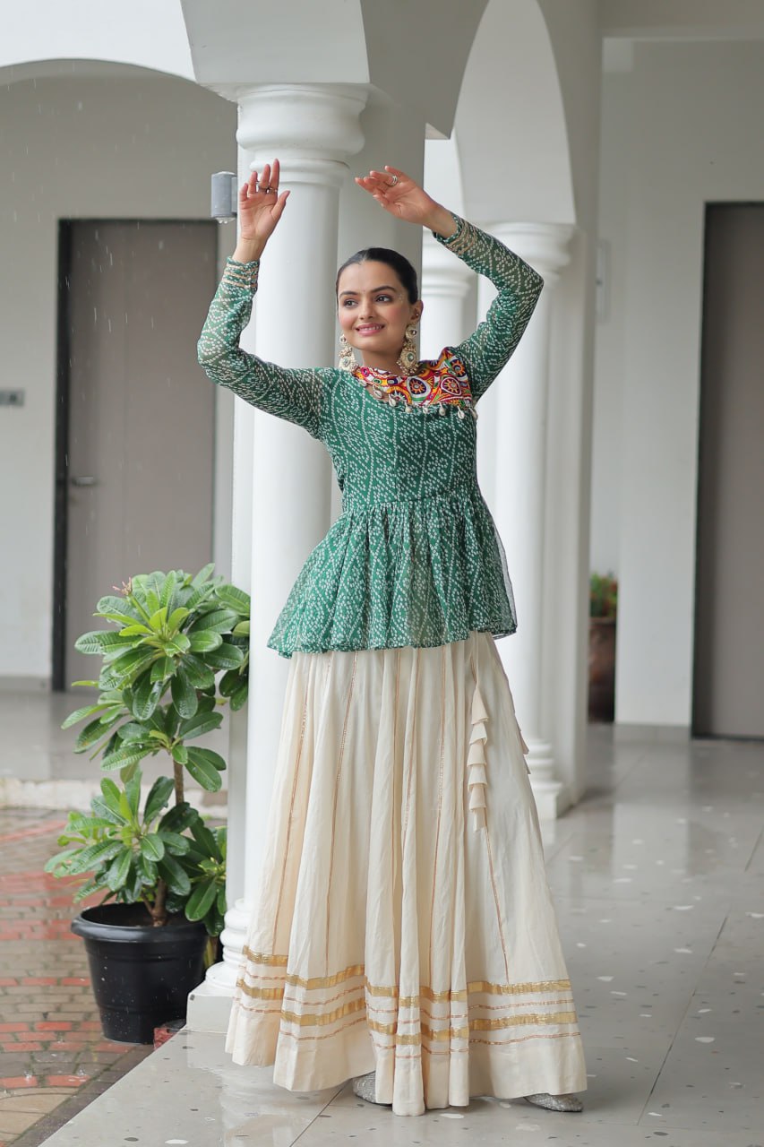 Navratri wear printed lehenga top