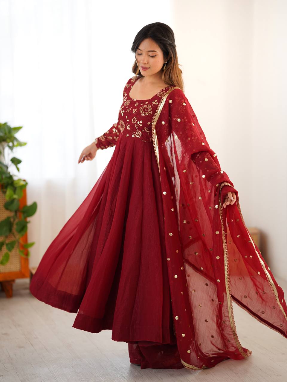 Wedding wear rust gown for women