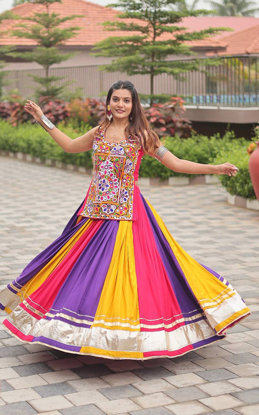 Gamthi work multi color chaniya choli for women