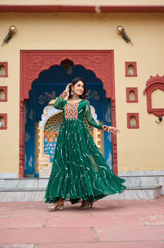 Navratri wear green color gown USA