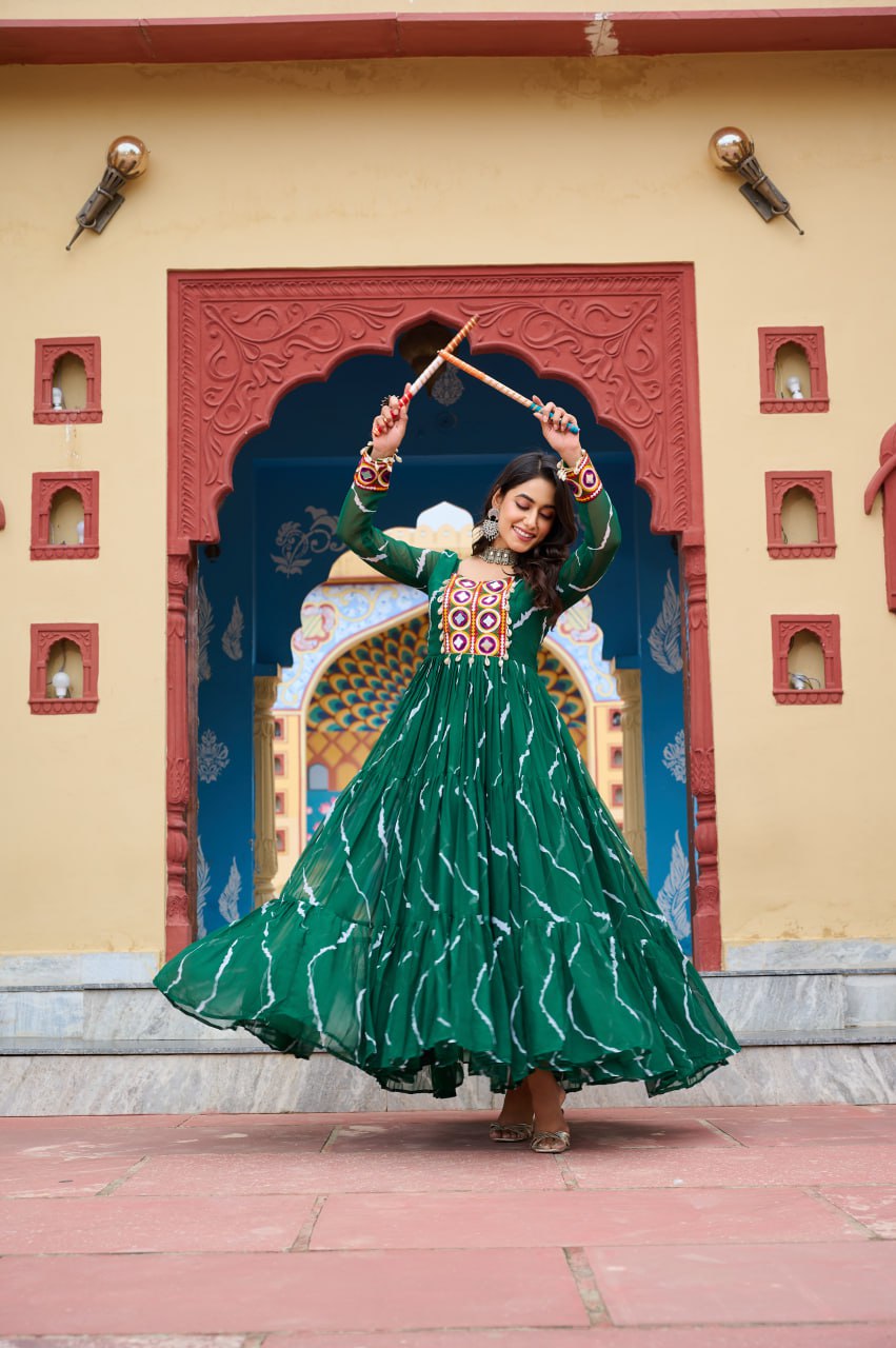 Leheriya printed gown for navratri