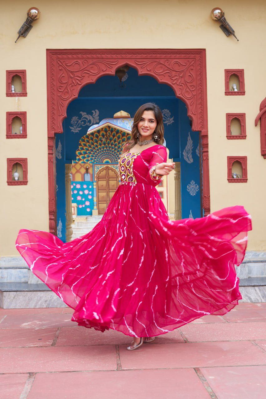 Leheriya printed gown for women