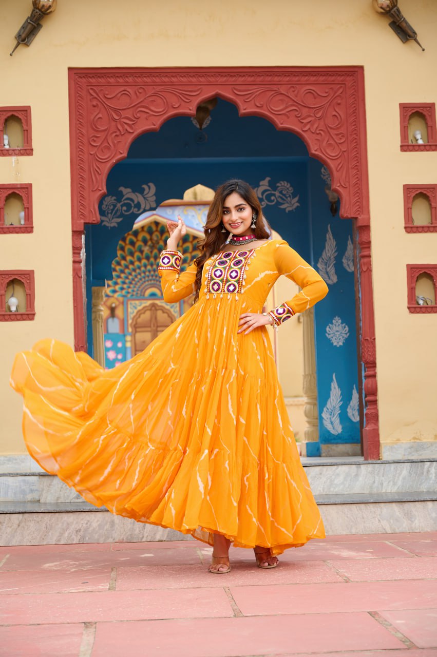 Navratri wear yellow gown for women USA