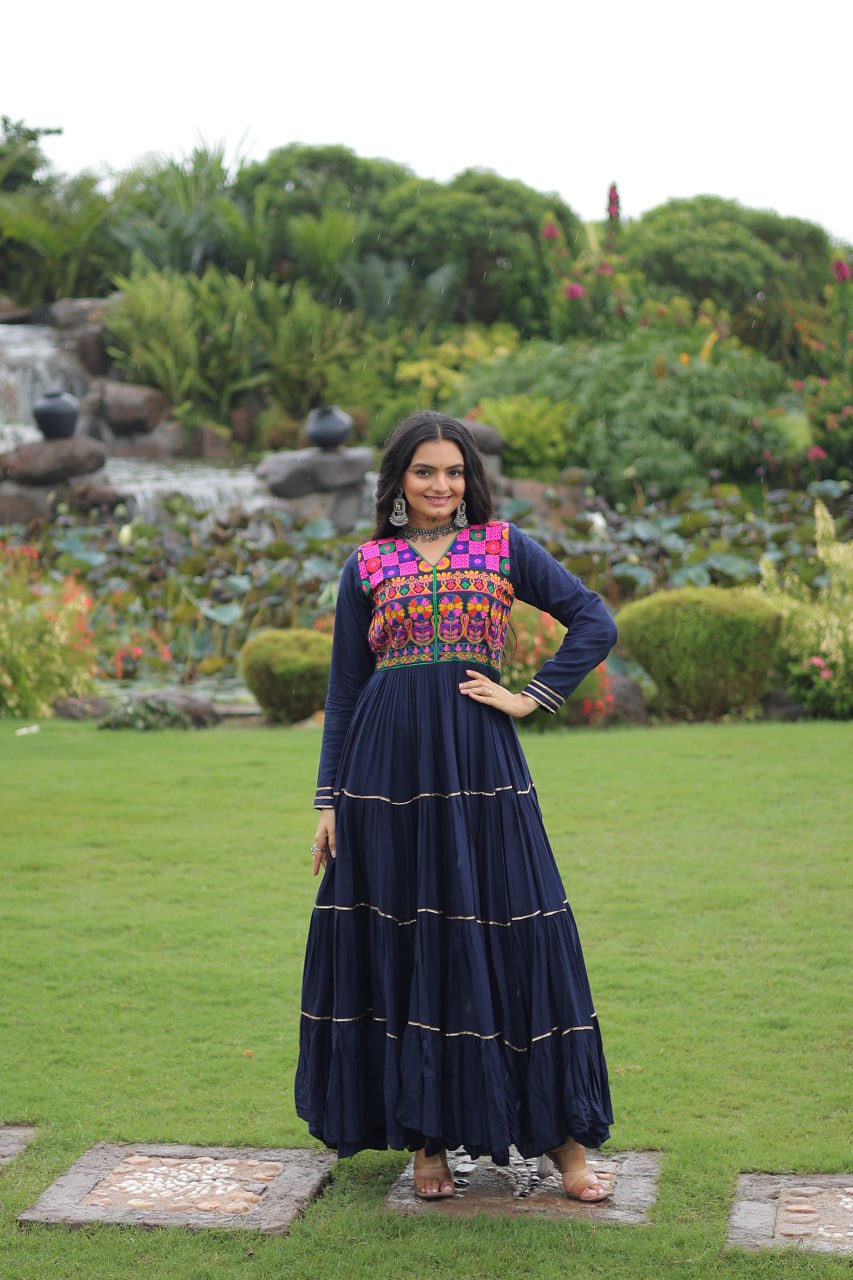Navy blue color navratri gown for women with price