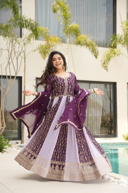 Purple colour Gown For Wedding