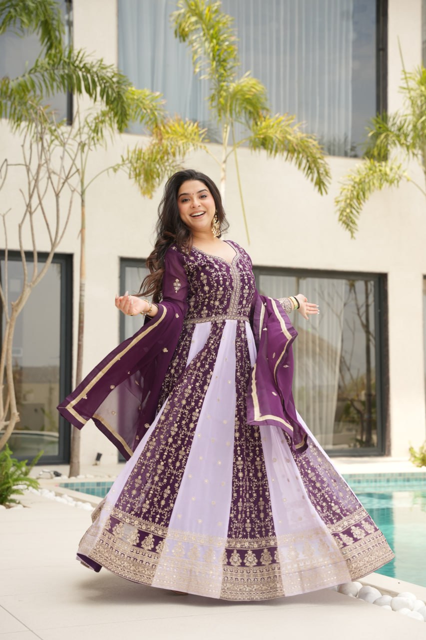 Purple Colour Gown for Engagement