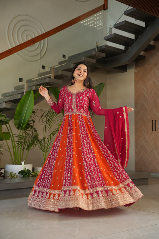 Pink colour Gown for Wedding