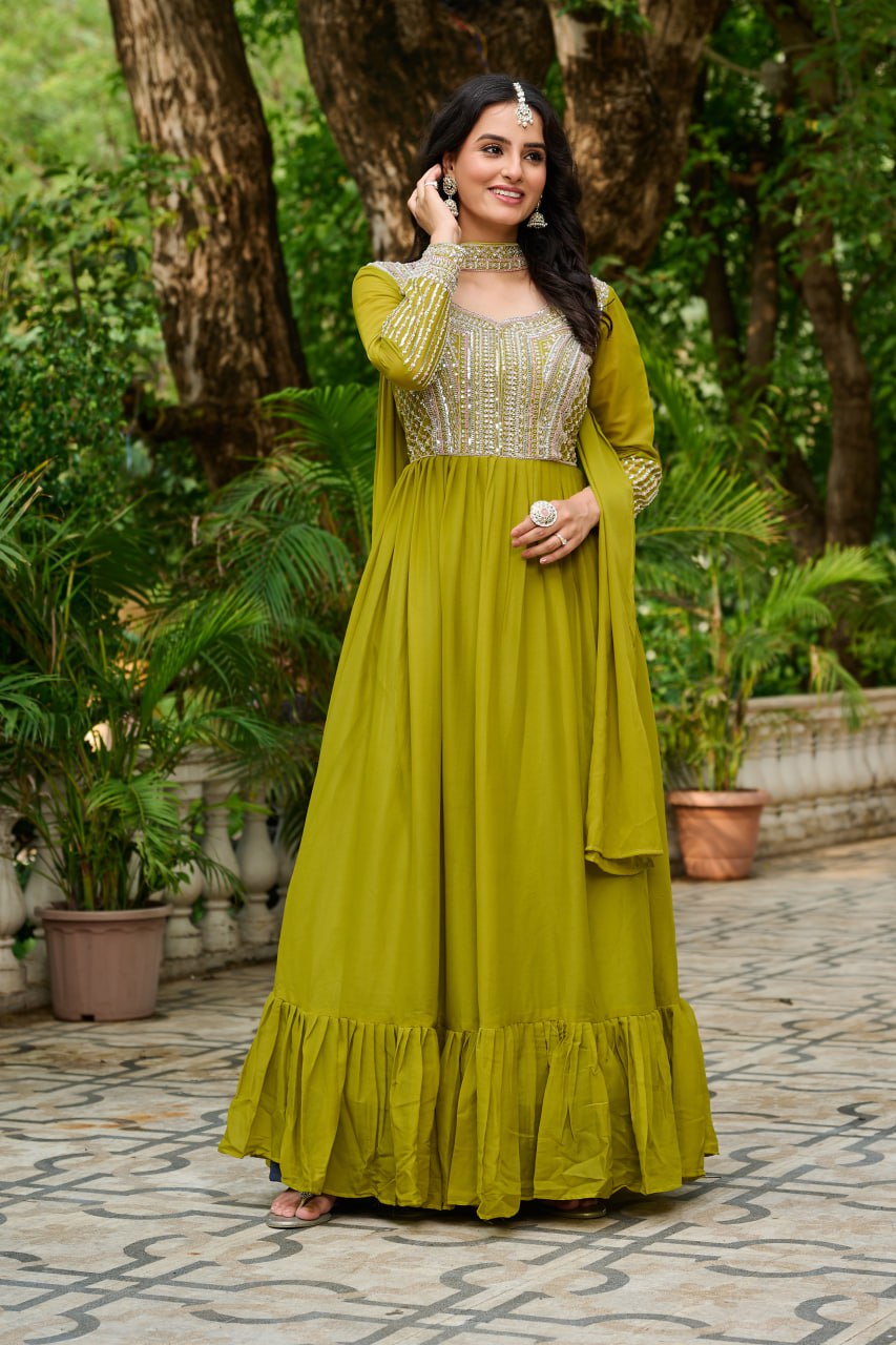Green Ethnic dress for mehndi function