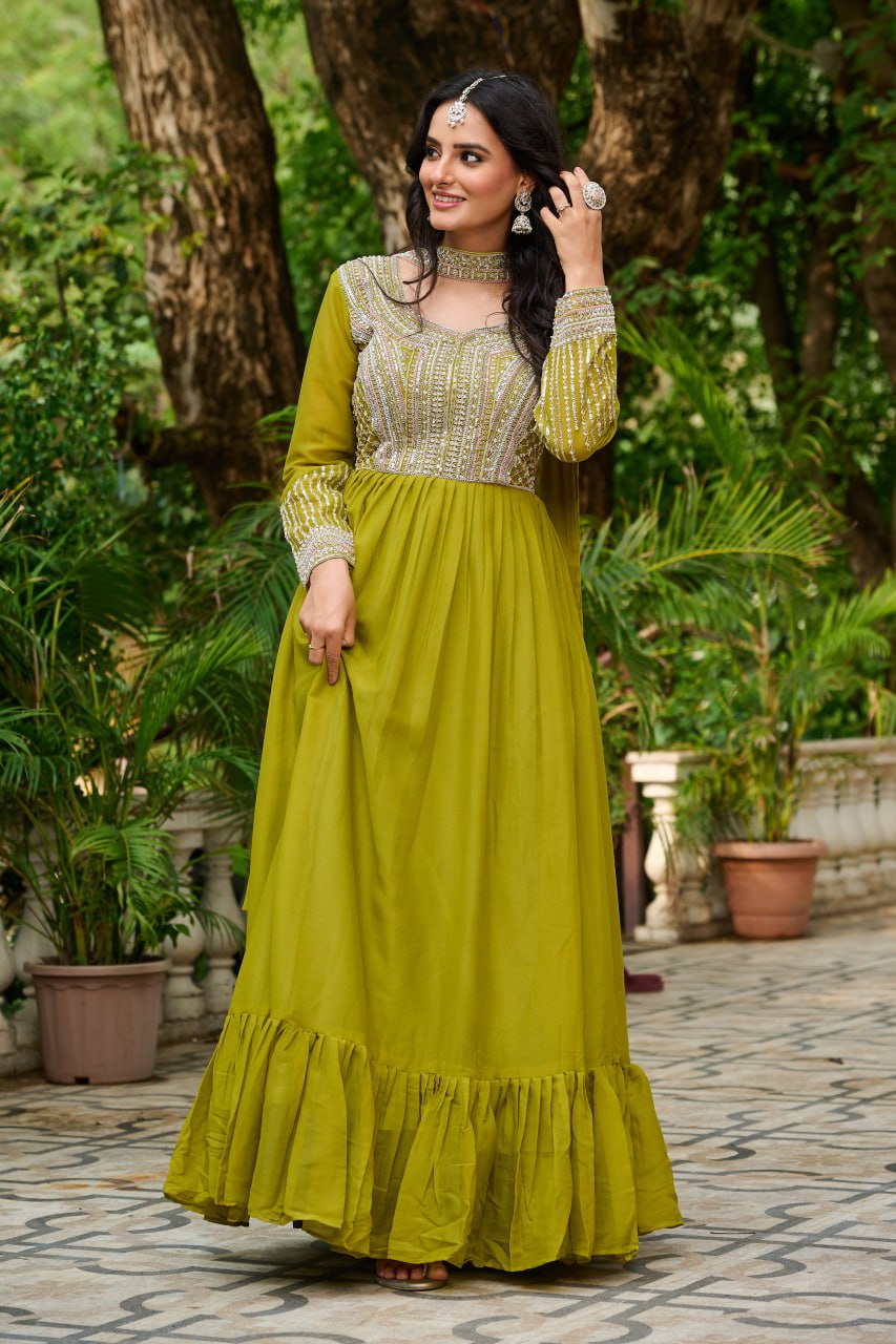 Green Gown Party Wear