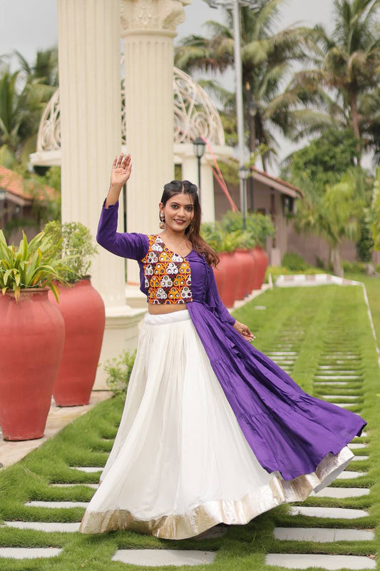 Purple color navratri lehenga with top