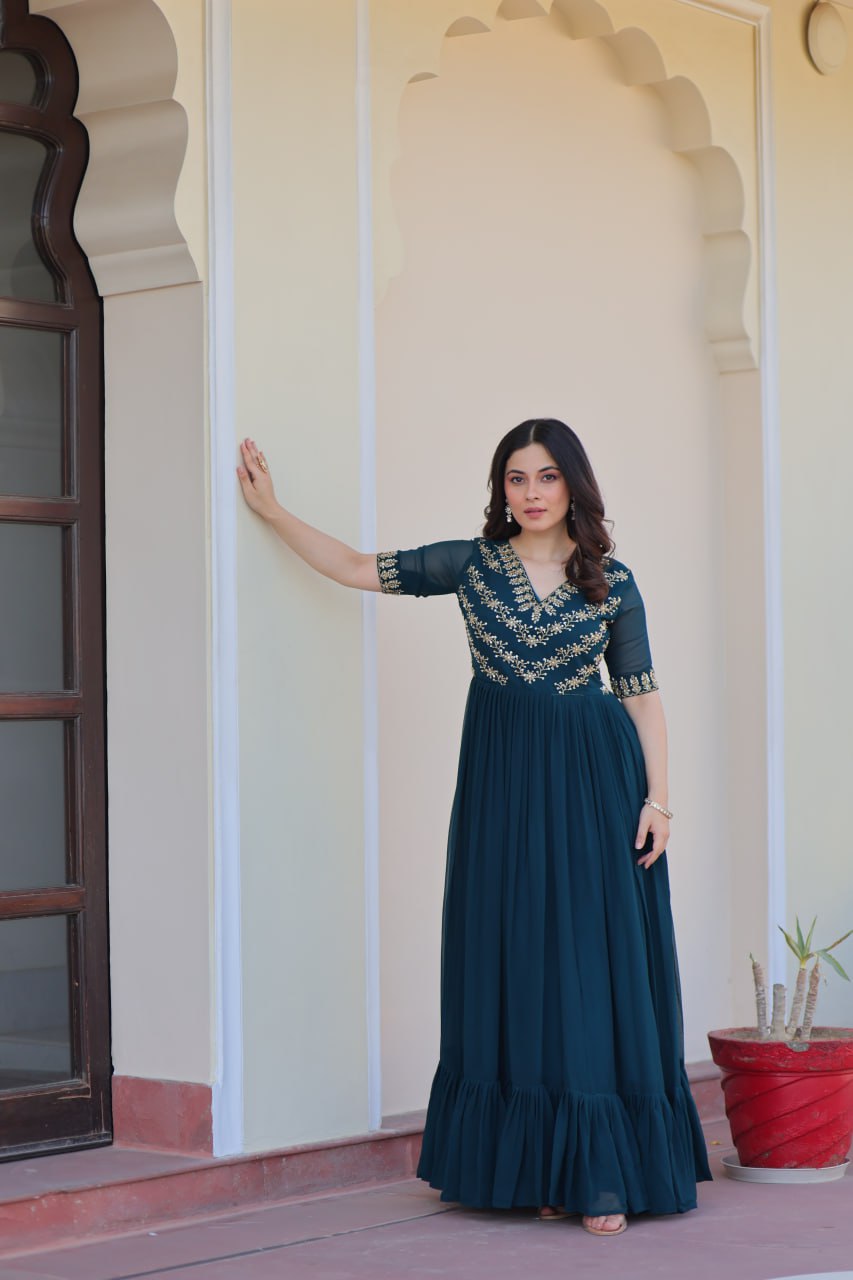Rama color embroidery work gown