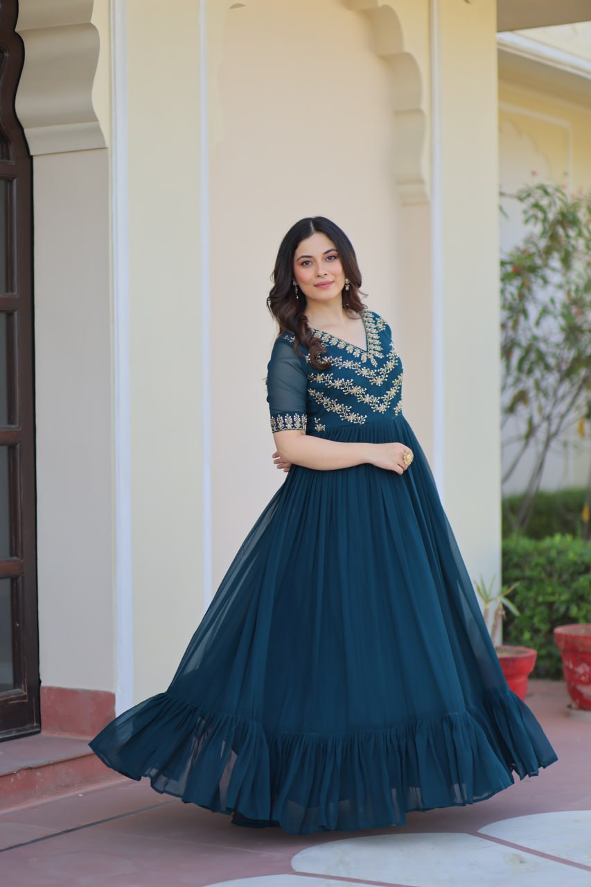 Wedding wear sequins work dress in USA