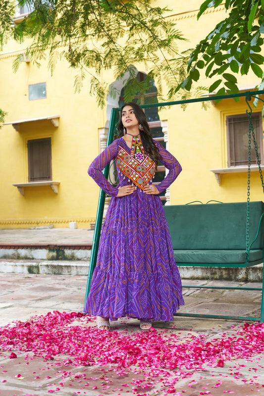 Garba wear purple georgette gown in USA
