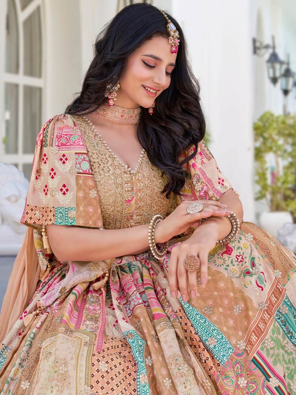 Wedding wear beige lehenga in USA