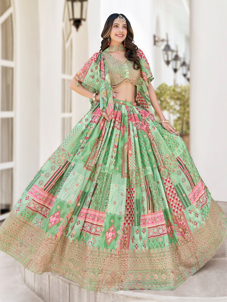 Wedding wear green lehenga
