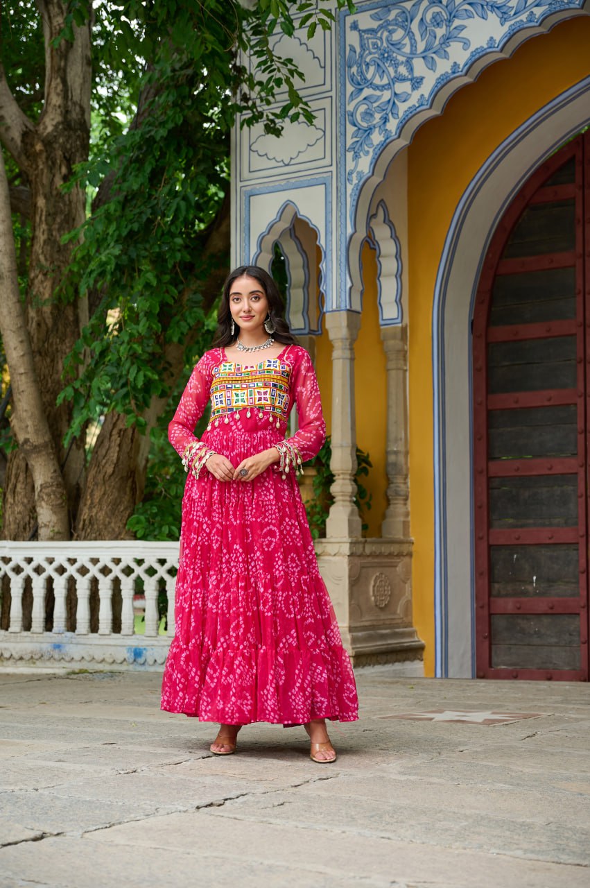 Pink color georgette gown