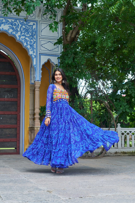 Blue color georgette navratri gown price
