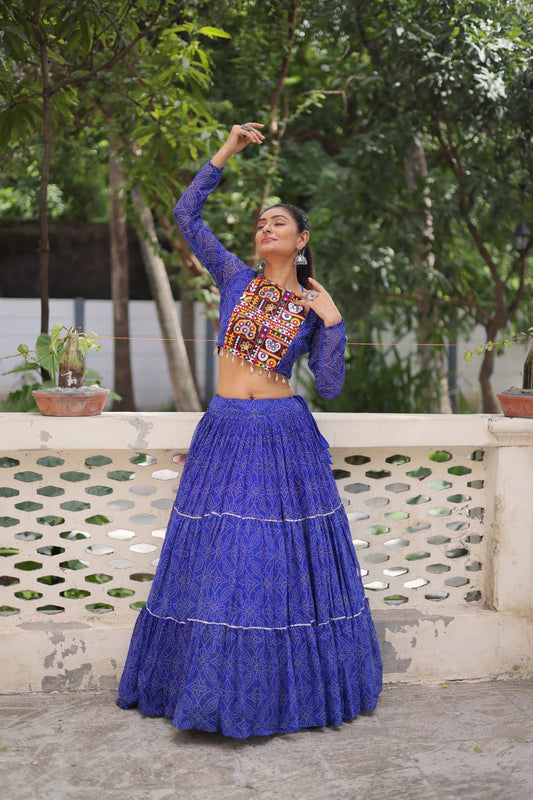Blue georgette lehenga for navratri