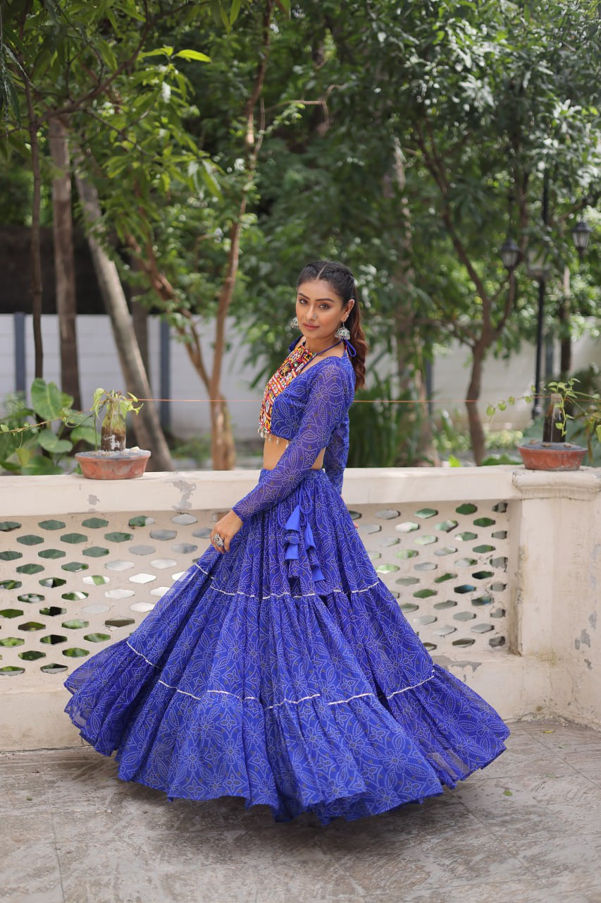 Navratri wear blue georgette lehengas