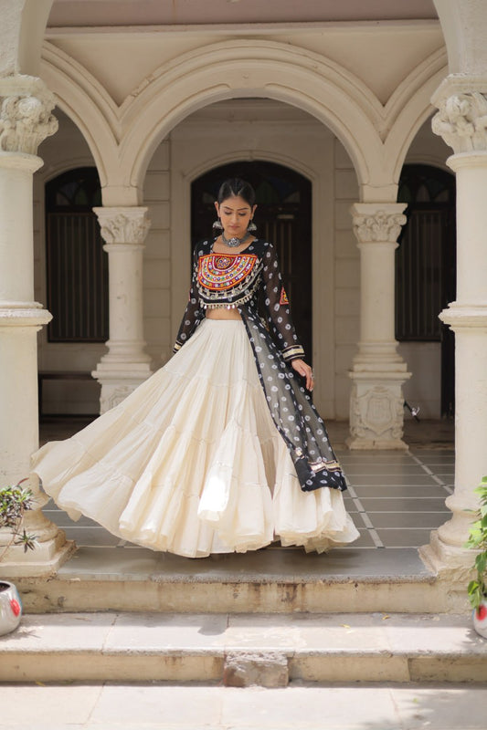 Black color cotton lehenga with top