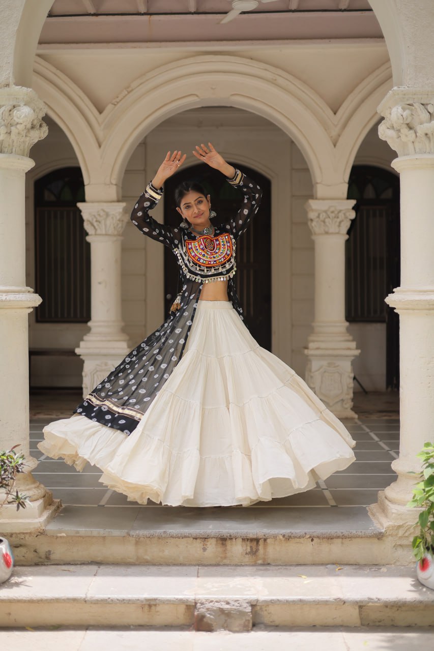 Black cotton lehenga with kurtis