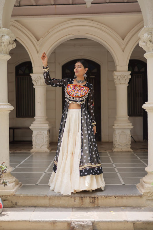 Bandhani printed black lehenga in USA