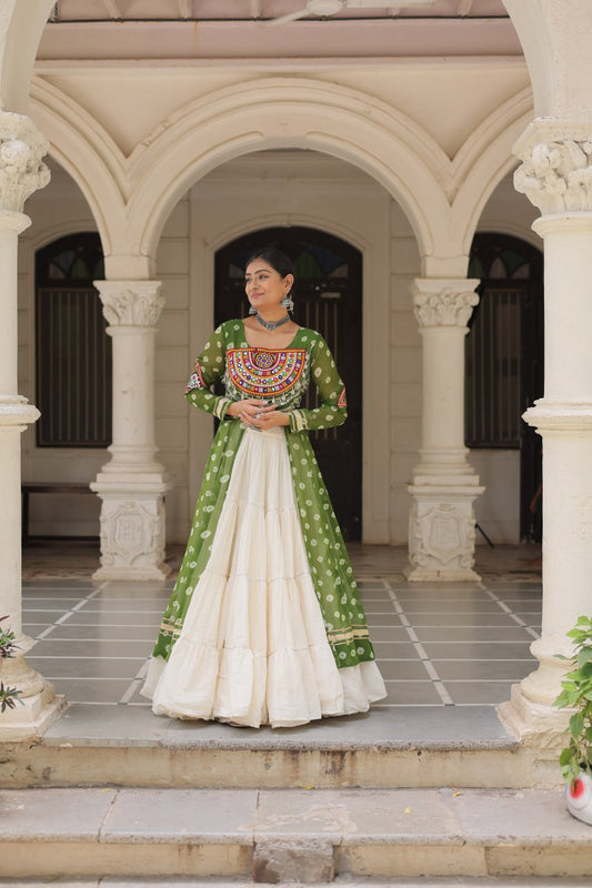Green gamthi work lehenga choli for women