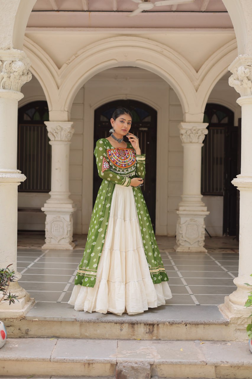 Green color lehenga for navratri