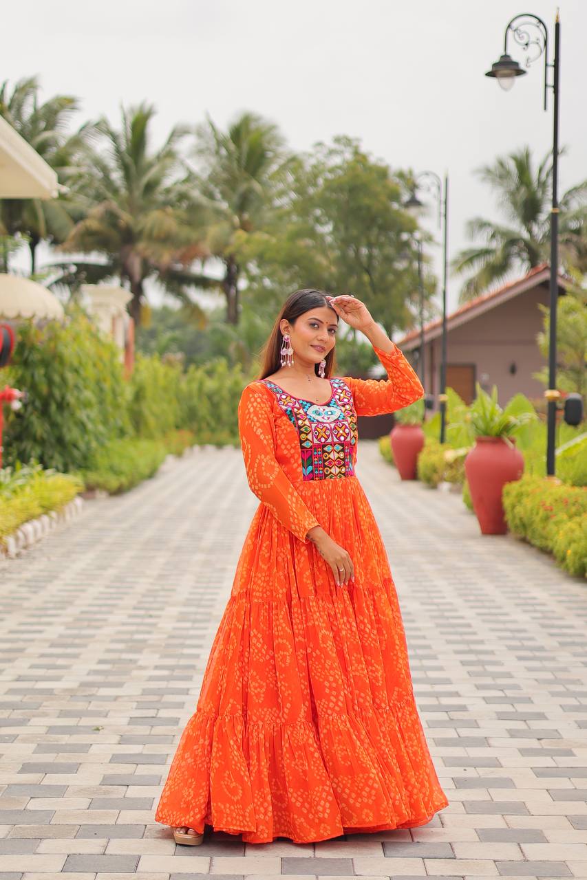 Garba wear orange gown with price