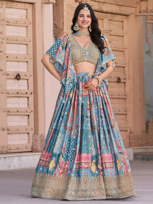 Sky color lehenga choli with price
