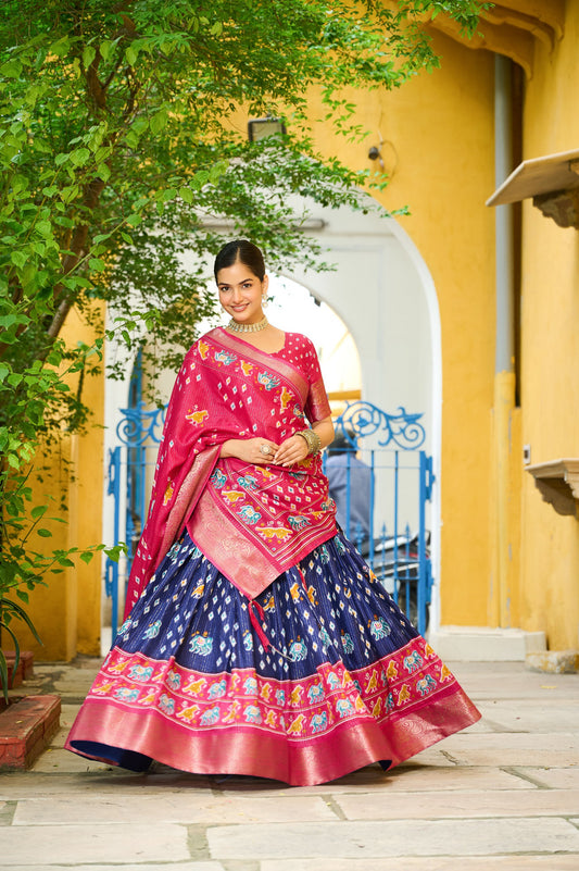 Blue color lichi lehenga choli