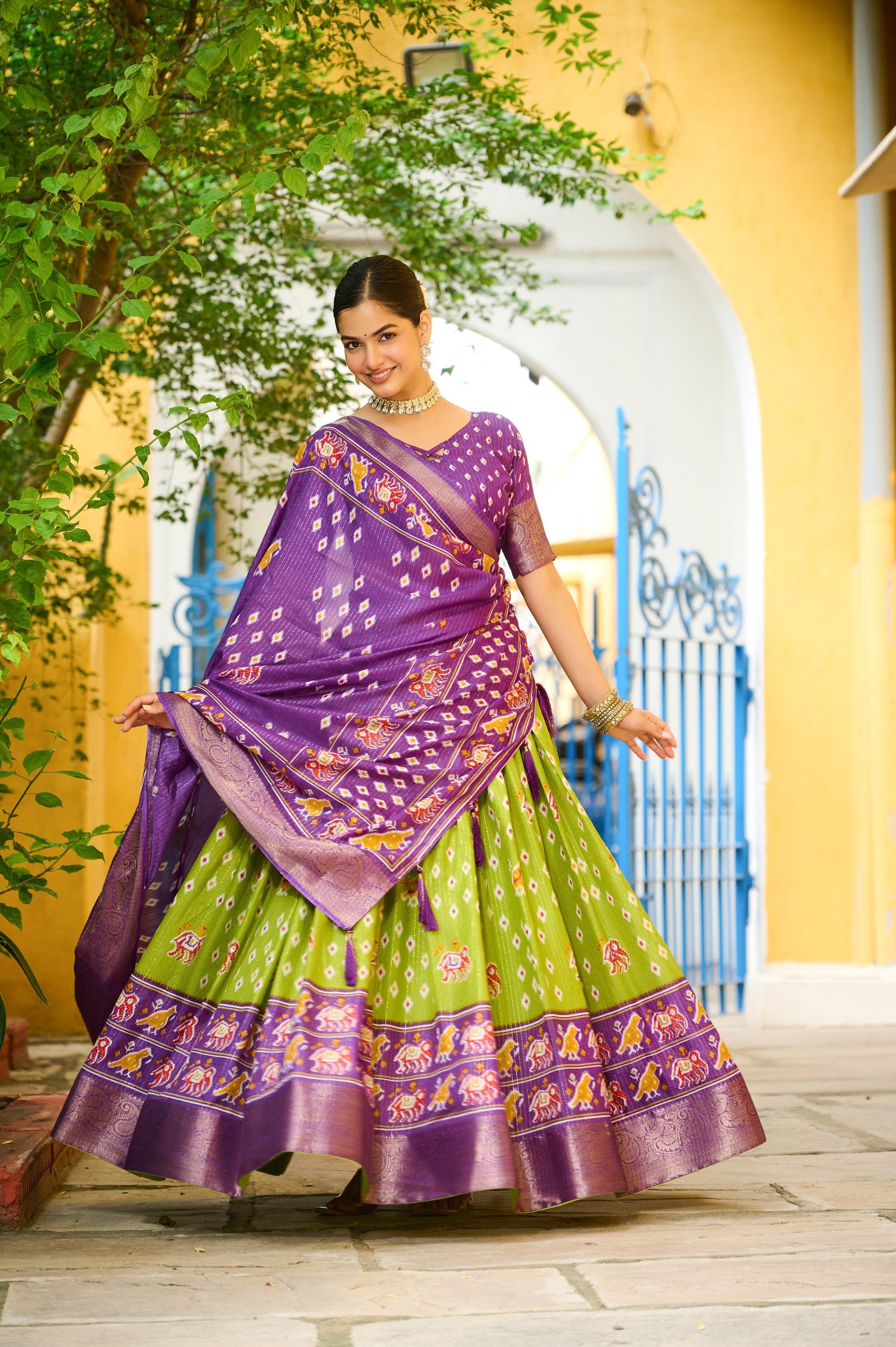 Mehendi printed lehenga choli