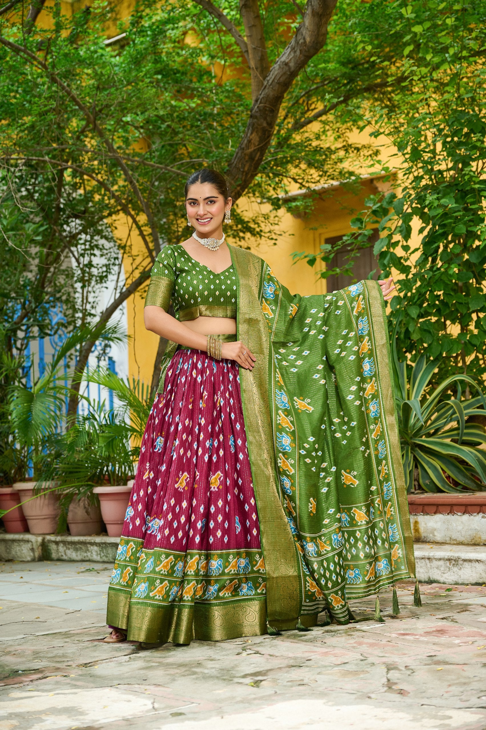 Wine color lichi lehenga choli with dupatta