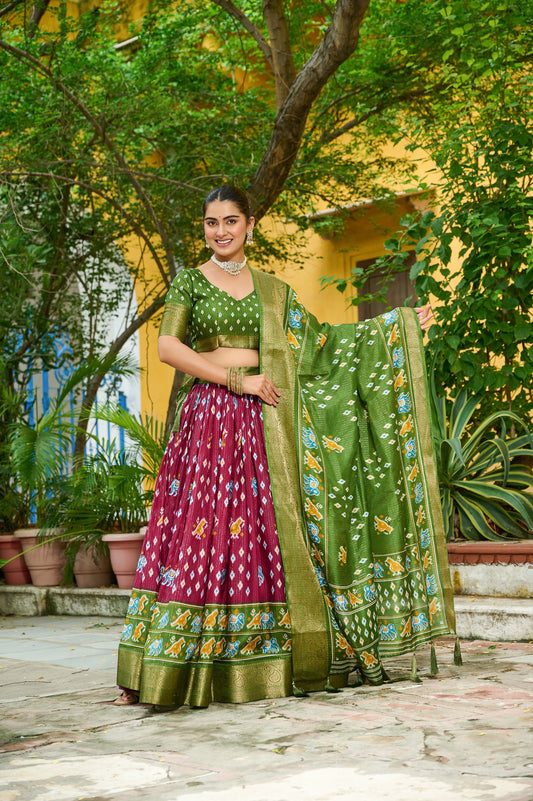 Wine color lichi lehenga choli with dupatta