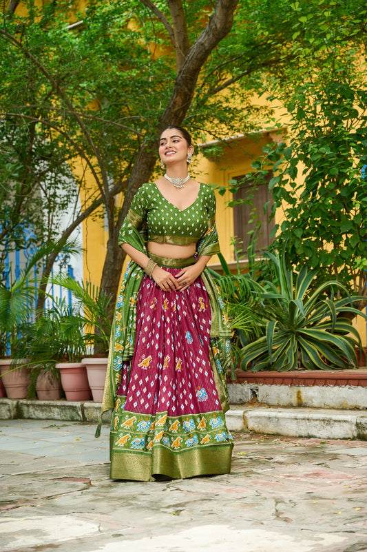 Wine color lichi lehenga choli