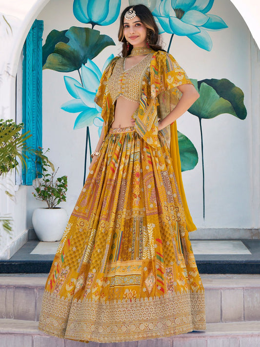 Yellow color lehenga choli for women