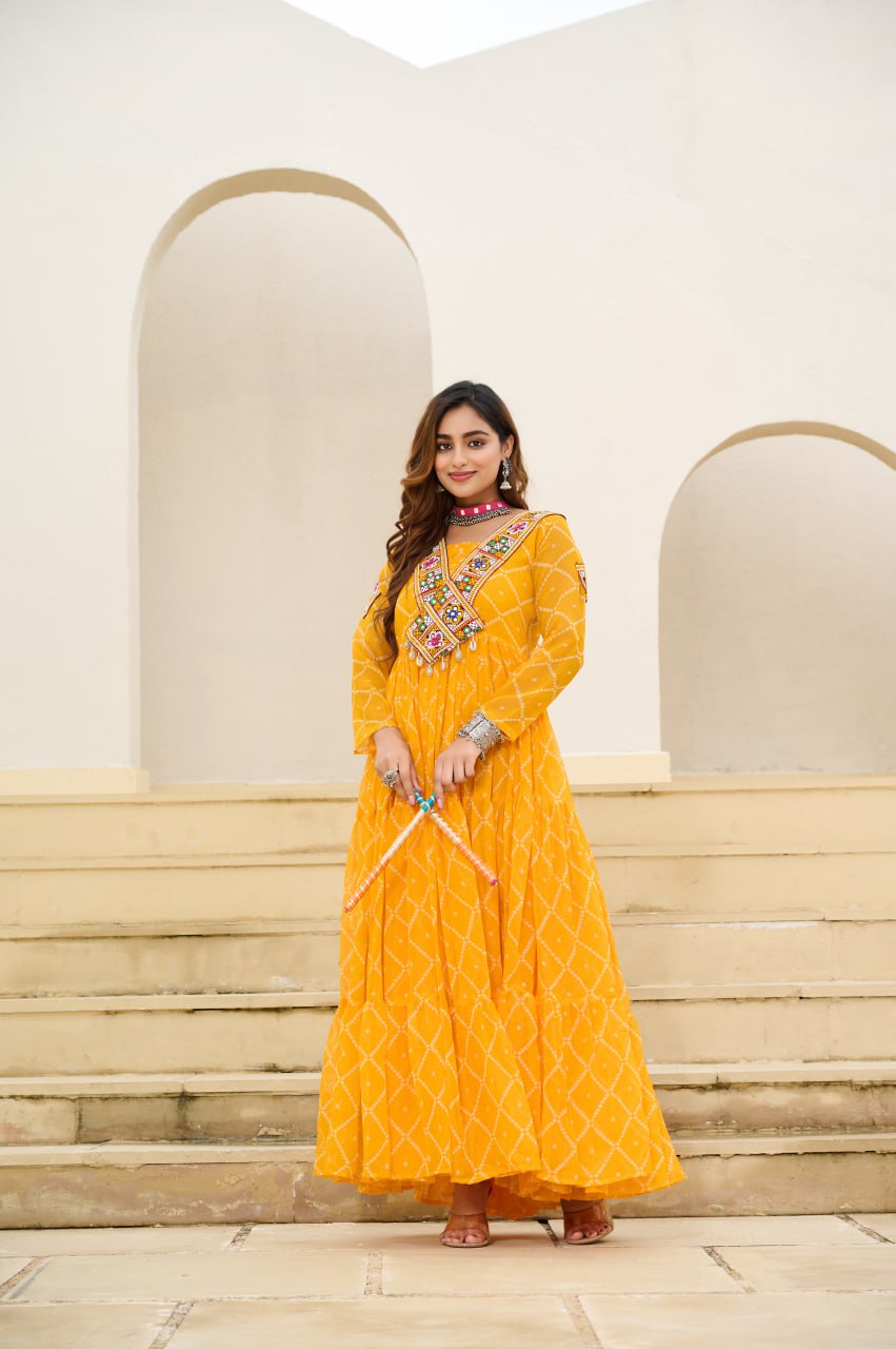 Yellow georgette gown