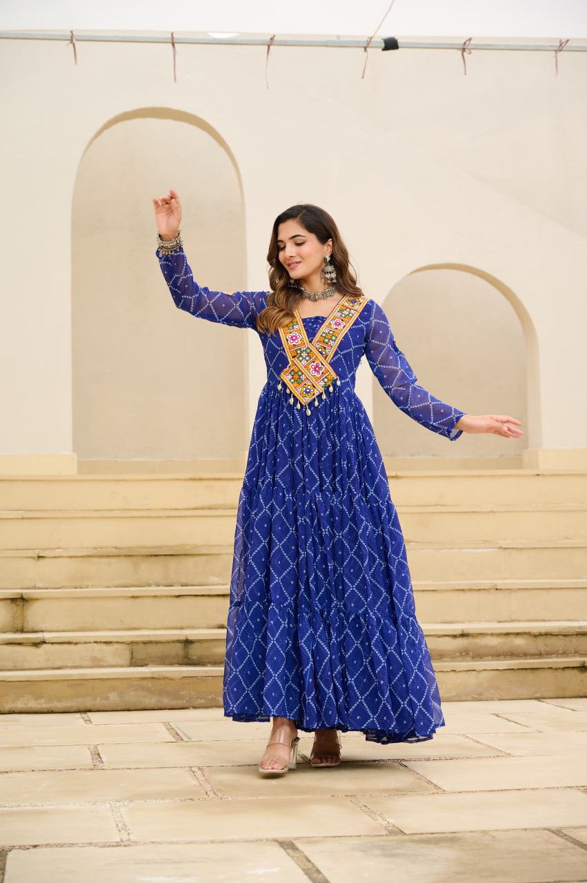 Blue color georgette gown for women