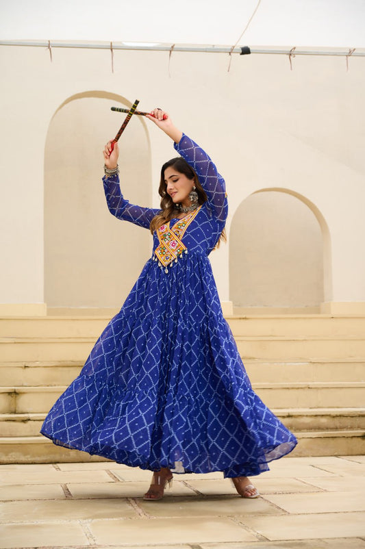 Navratri wear blue color gown