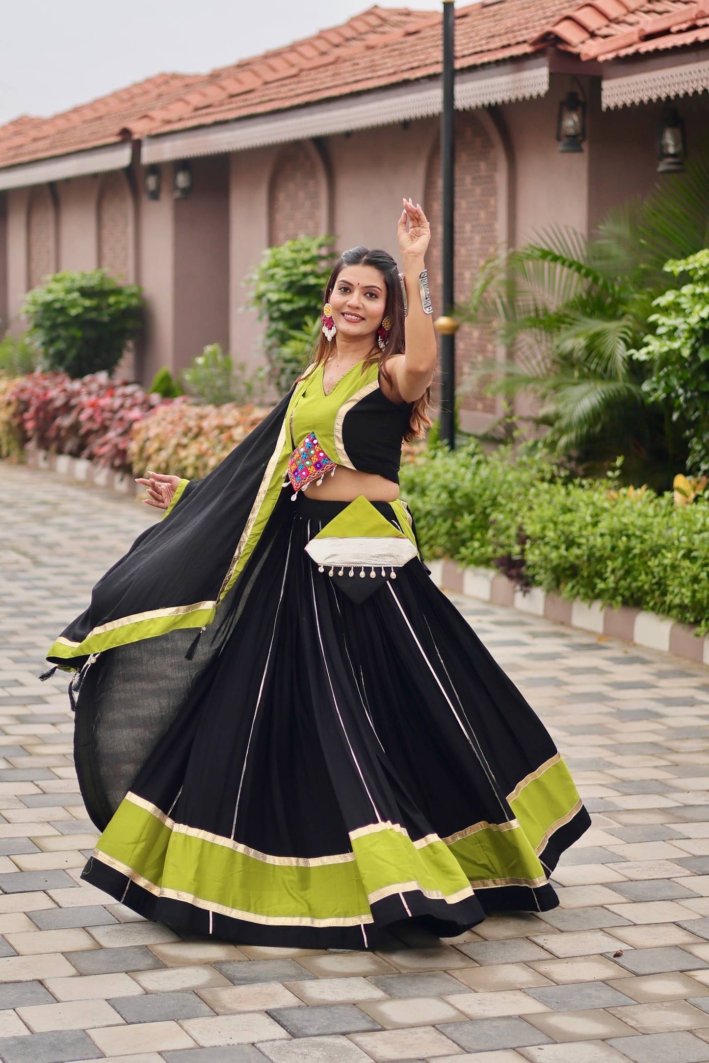 Navratri Wear Black Color Cotton Ghagra Choli