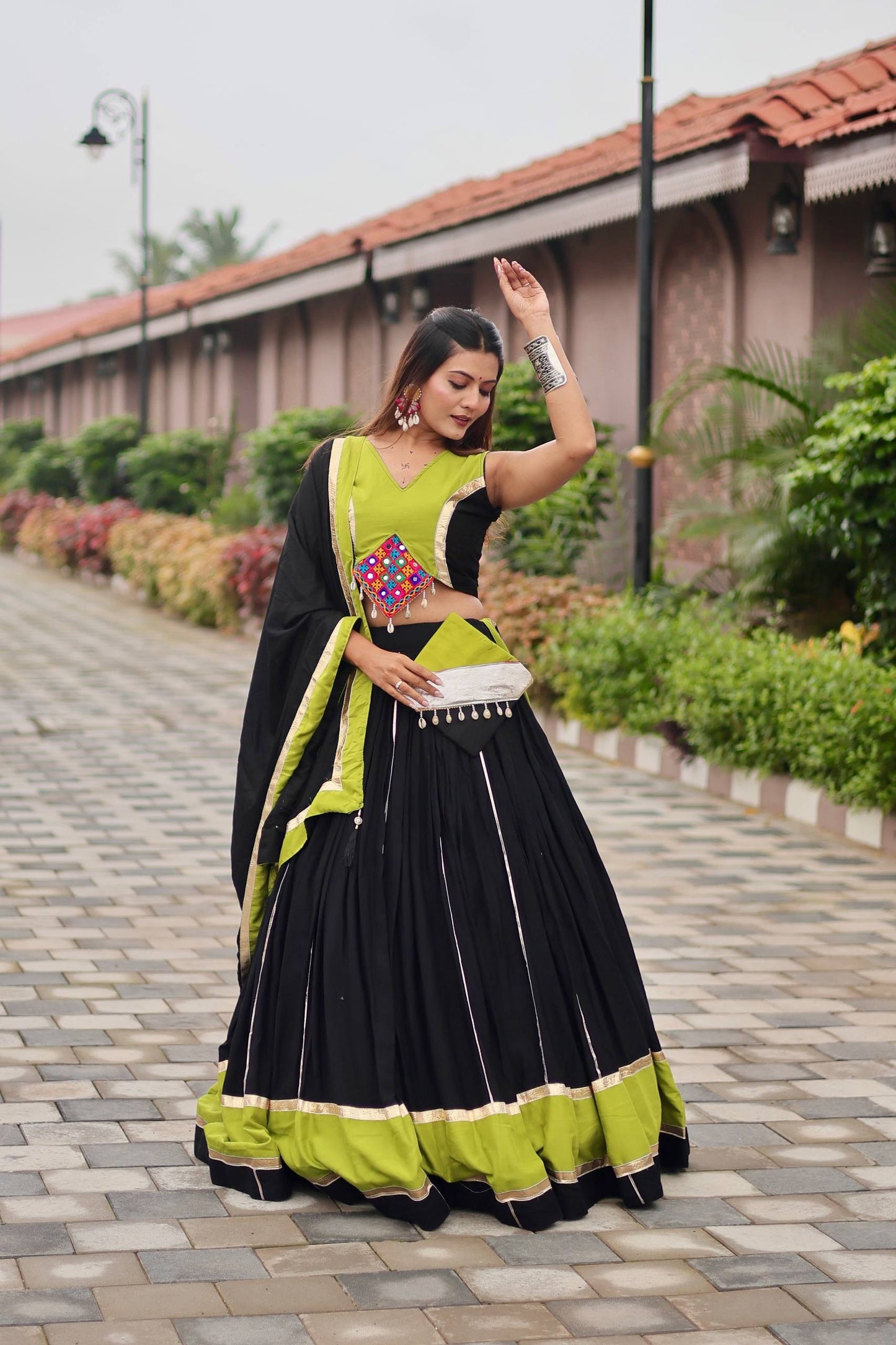 Navratri Wear Black Color Cotton Ghagra Choli