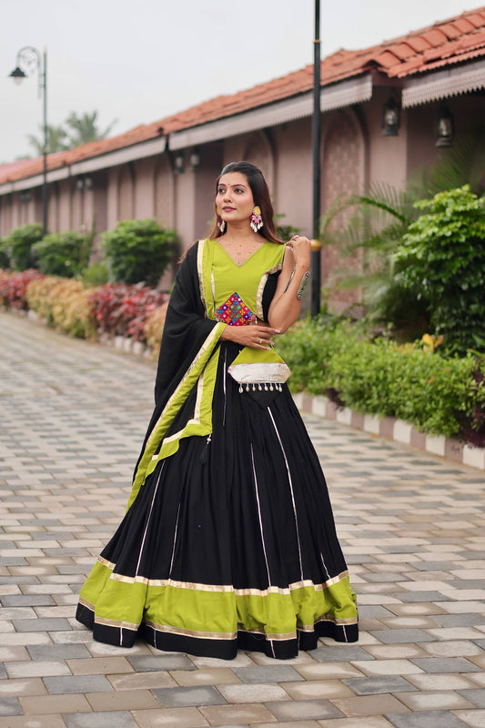 Navratri Wear Black Color Cotton Ghagra Choli