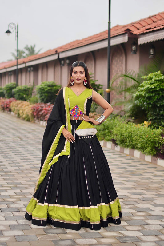 Navratri Wear Black Color Cotton Ghagra Choli