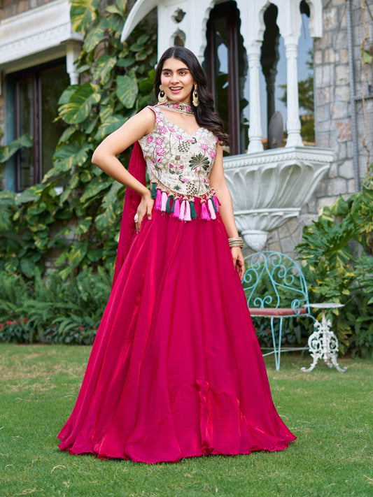 Pink color fendy silk lehenga choli for women