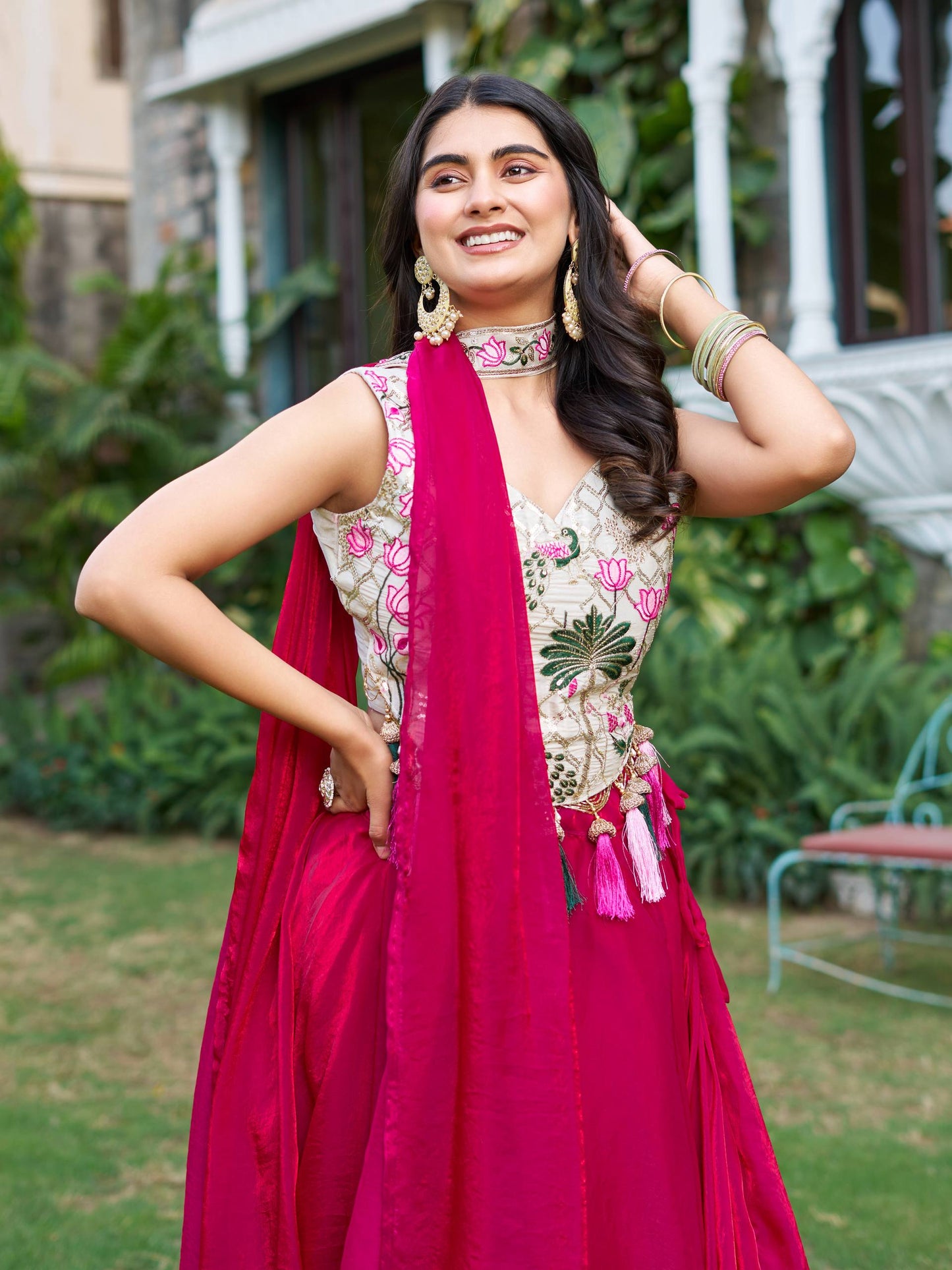 Pink readymade lehenga with online